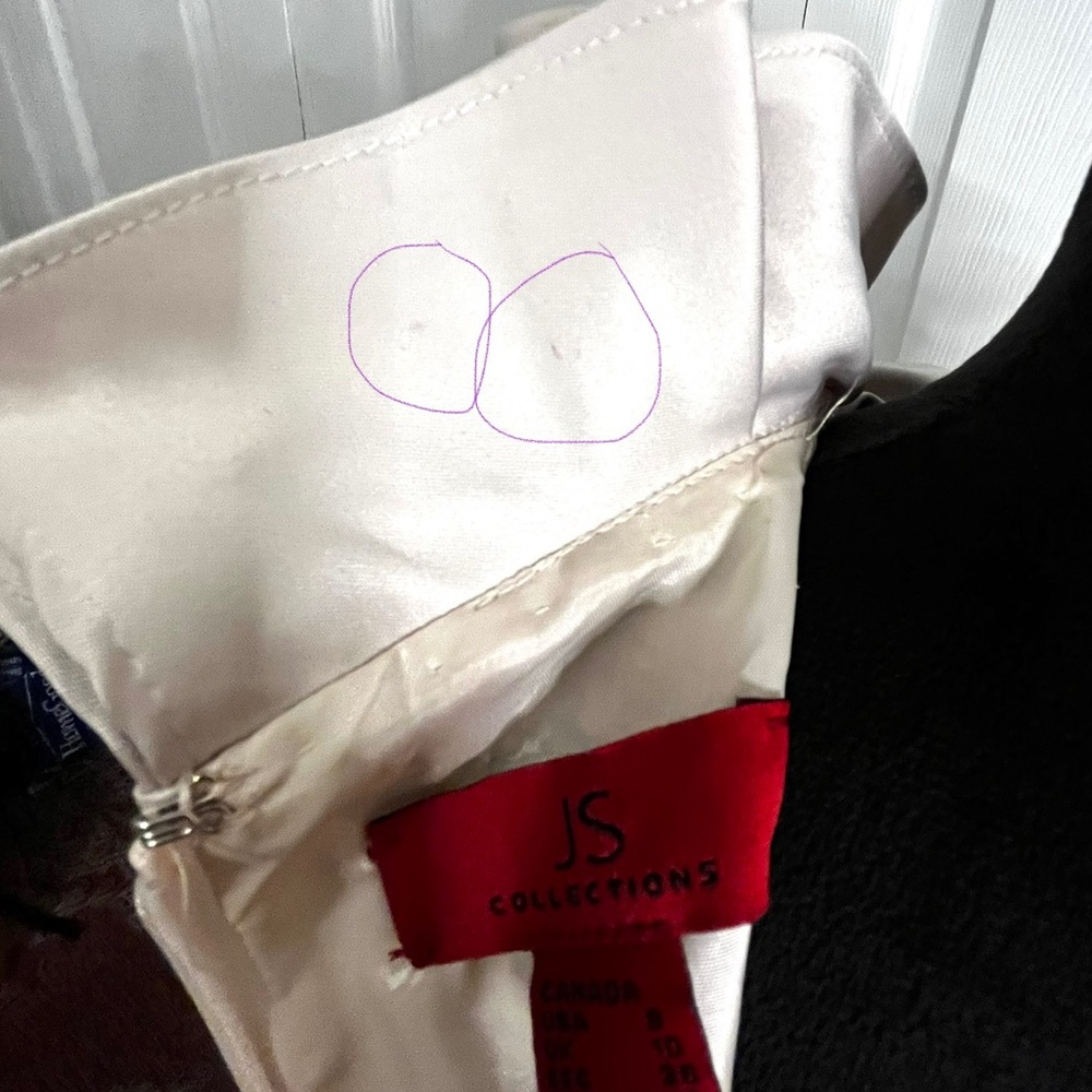 JS Collections Black Cream Ruffle Neck Cocktail dress size 8 - Picture 13 of 14